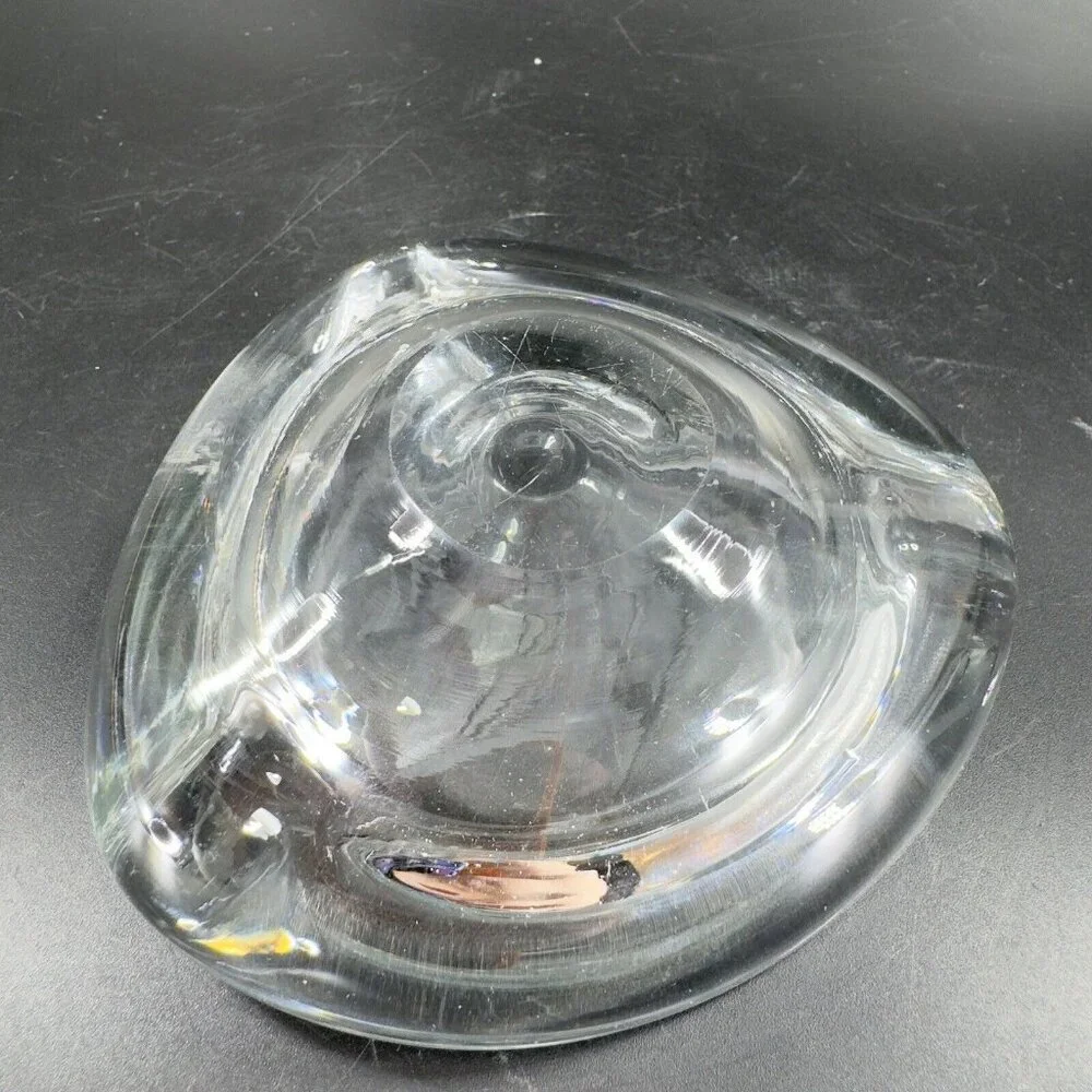 Venetian Clear Glass Dish Small Ashtray Made In‎ Italy Manganese 365nm Green UV